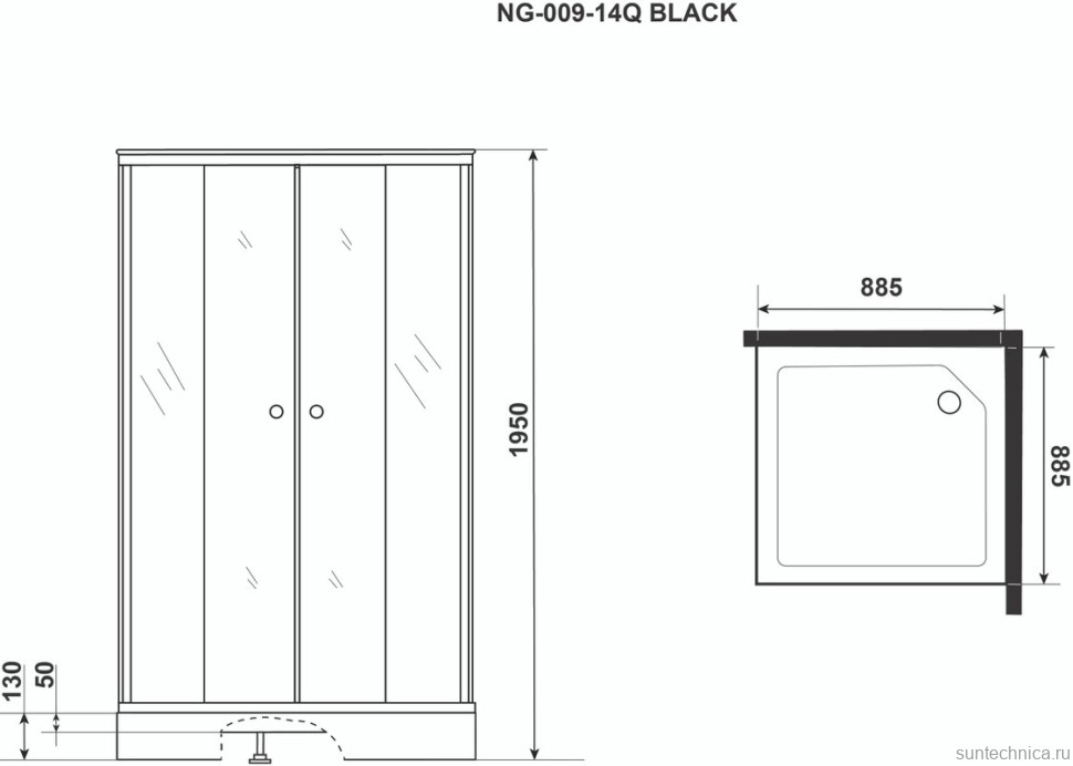 Душевой уголок Niagara Eco NG-009-14Q black мозаика, с поддоном