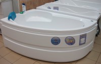 Акриловая ванна Bas Сагра L 160x100 см, угловая, левая, пристенная, белая, асимметричная, с каркасом, с сиденьем