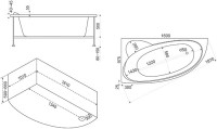 Акриловая ванна Bas Сагра L 160x100 см, угловая, левая, пристенная, белая, асимметричная, с каркасом, с сиденьем