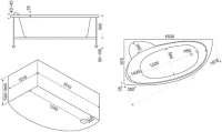 Акриловая ванна Bas Сагра L 160x100 см, угловая, левая, пристенная, белая, асимметричная, с каркасом, с сиденьем