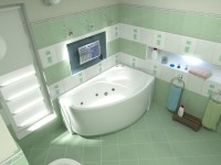Акриловая ванна Bas Флорида R 160x100 см, угловая, правая, пристенная, с гидромассажем, белая, асимметричная, с каркасом