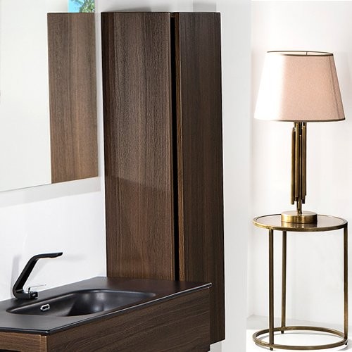 Шкаф пенал для ванной Armadi Art Vallessi дуб темный