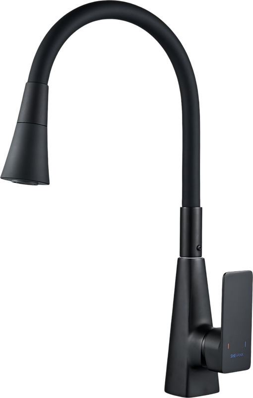 Смеситель для кухни Shevanik S543H-3 с гибким изливом, черный