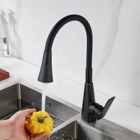Смеситель для кухни Shevanik S543H-3 с гибким изливом, черный