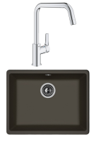 Комплект Мойка Florentina Вега 500 антрацит + Смеситель Grohe Eurosmart