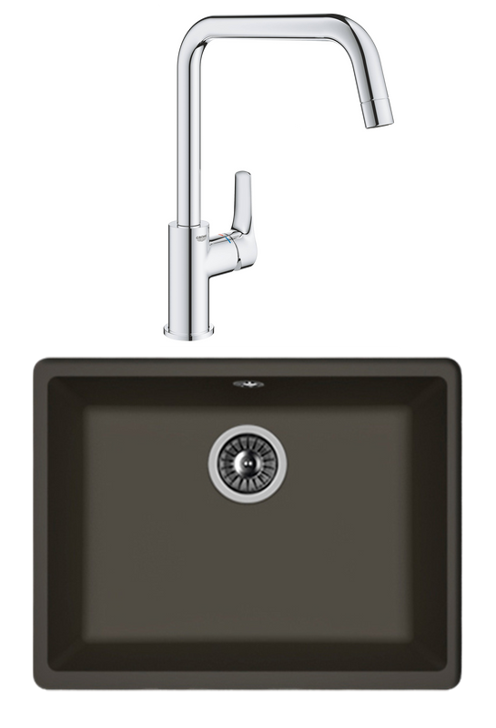 Комплект Мойка Florentina Вега 500 антрацит + Смеситель Grohe Eurosmart