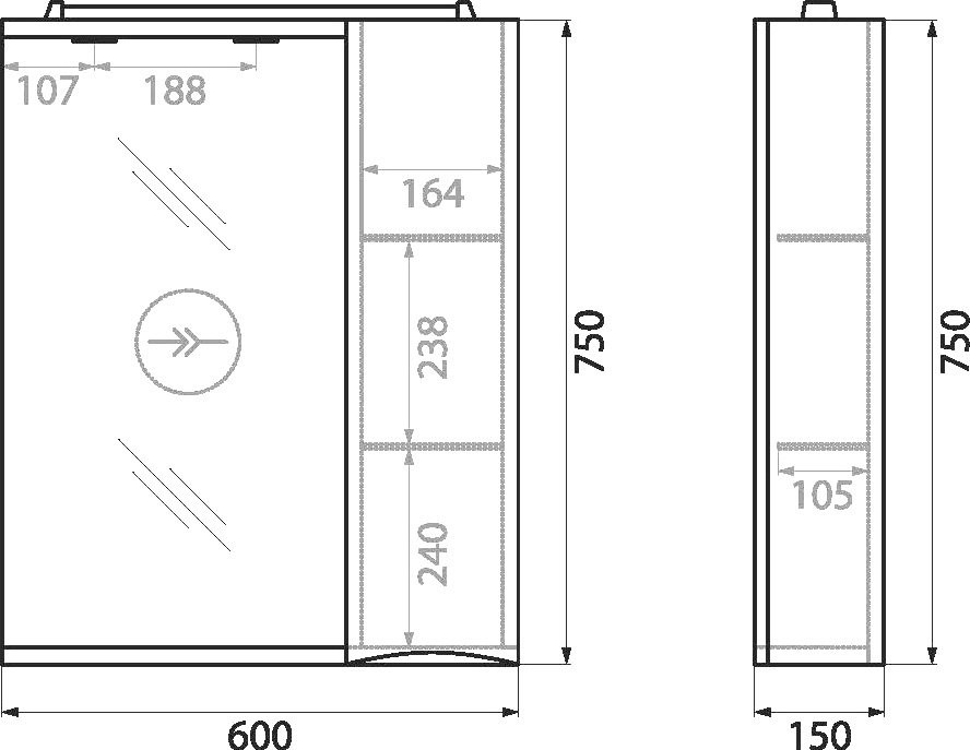 Зеркало BelBagno Marino R 60