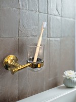 Стакан для ванной AltroBagno Corposo 080205 Gl настенный, золото, стеклянный Стакан для ванной AltroBagno Corposo 080205 Gl настенный, золото, стеклянный