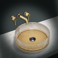 Накладная раковина Vincea VBS-5GL04 40 прозрачная, золото