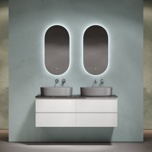 Мебель для ванной комнаты Sancos Snob R 140 bianco, столешница черный мрамор TT140A1, раковина CN6048MDH