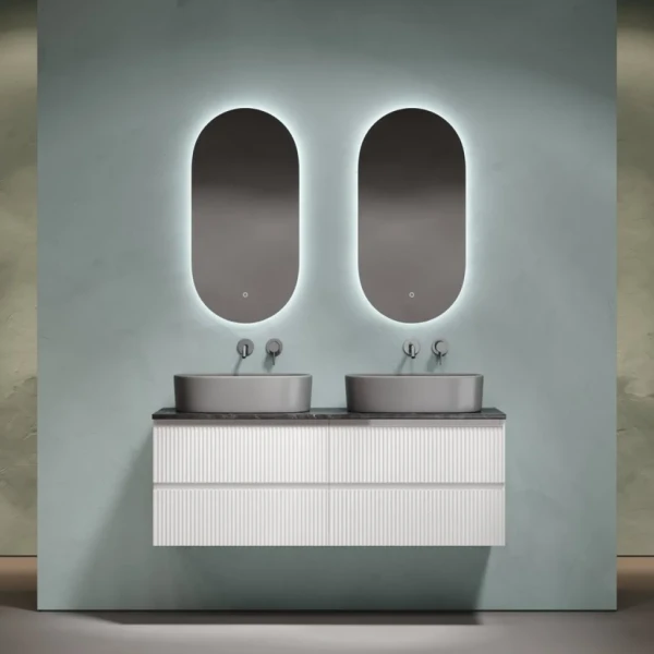 Мебель для ванной комнаты Sancos Snob R 140 bianco, столешница черный мрамор TT140A1, раковина CN6048MDH