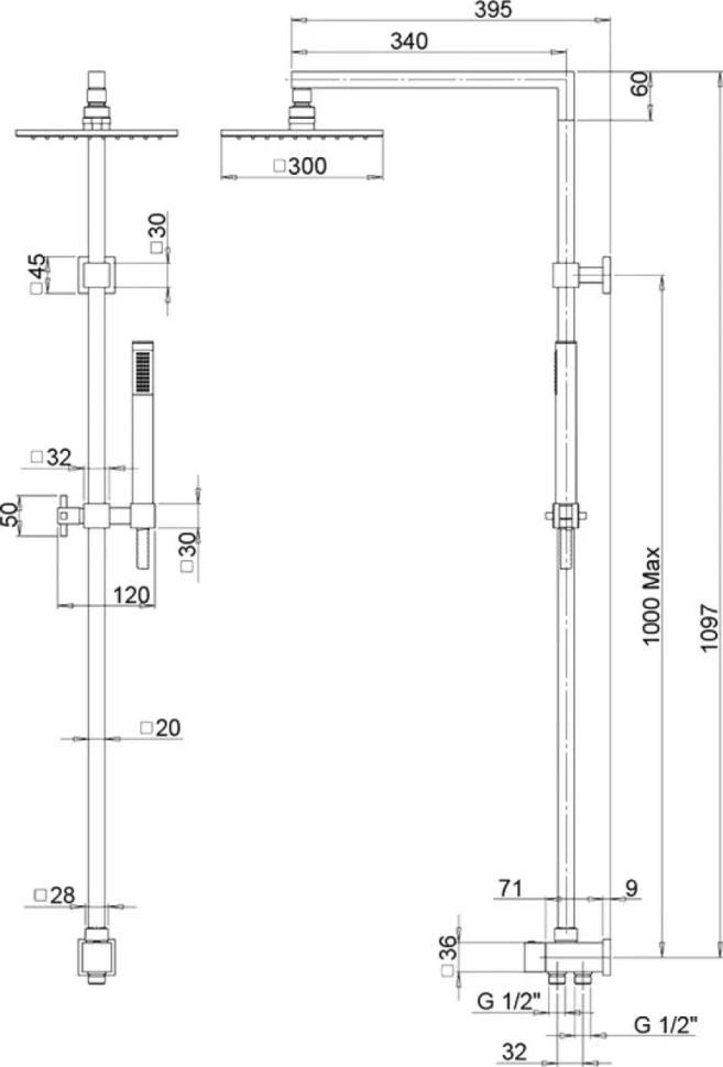 Душевой комплект Смеситель Paini Grazia 21CR111 хром + Стойка RS 50CR191ARQ2P3