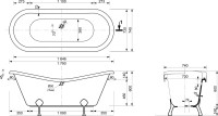 Ванна из искусственного камня Эстет Бостон 180x75 см, отдельностоящая, овальная, на ножках