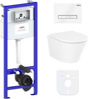 Комплект Lavinia Boho Унитаз подвесной Biore Compacto Rimless 3304101C + Крышка-сиденье Biore 33290420 с микролифтом + Инсталляция RelFix 38010010 + Кнопка RelFix 3805003W белая, хром