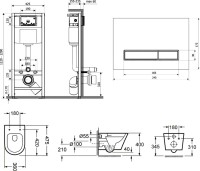 Комплект Lavinia Boho Унитаз подвесной Biore Compacto Rimless 3304101C + Крышка-сиденье Biore 33290420 с микролифтом + Инсталляция RelFix 38010010 + Кнопка RelFix 3805003W белая, хром