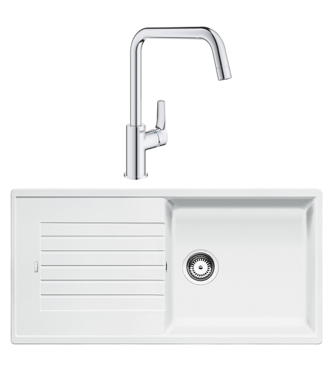 Комплект Мойка Blanco Zia XL 6S 517571 белая + Смеситель Grohe Eurosmart