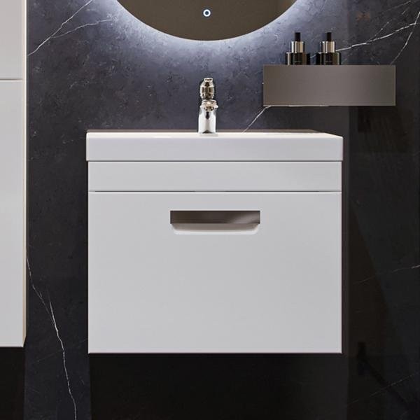 Тумба с раковиной Velvex Estea 60.1Y белая матовая