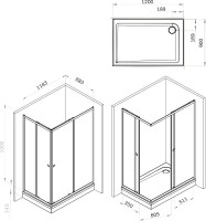 Душевой уголок AM.PM Sunny W87G-403-12090-BT 120x90 см, черный матовый
