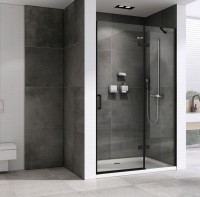 Душевая дверь в нишу Abber Zart AG08100B 100 см, профиль черный, стекло прозрачное
