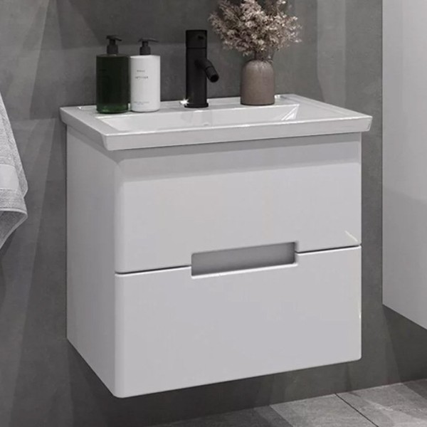 Тумба с раковиной SanStar Ориана 50 подвесная, белая, раковина Kirovit Фостер 50