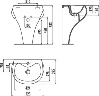 Раковина напольная Creavit Ducky DC052-00CB00E-MA00 53 глянцевая белая, моноблок