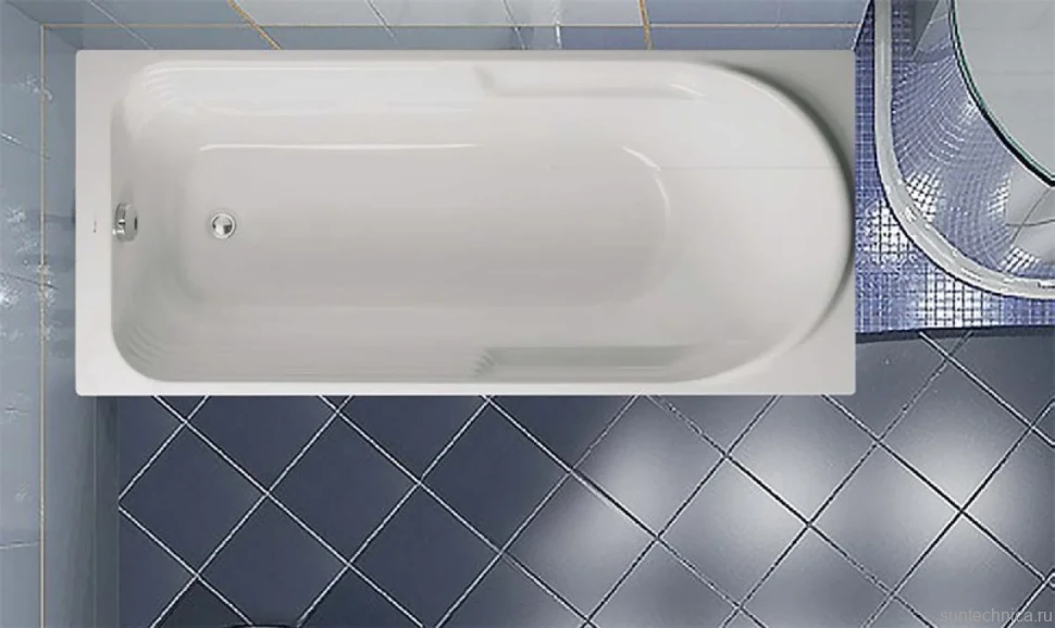 Акриловая ванна Vagnerplast Hera 180x80 см, пристенная, ультрабелая, с каркасом