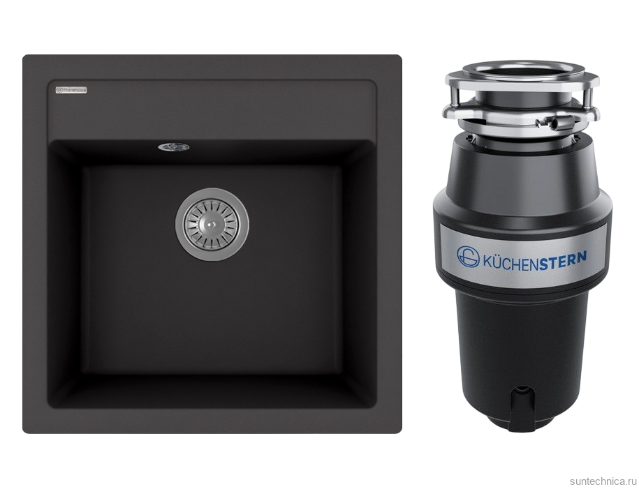 Комплект Мойка Florentina Липси 510 антрацит + Измельчитель KUCHENSTERN Muhle