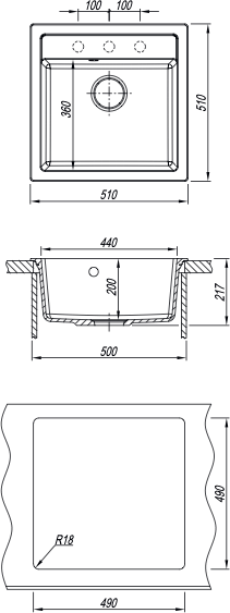 Комплект Мойка Florentina Липси 510 антрацит + Измельчитель KUCHENSTERN Muhle