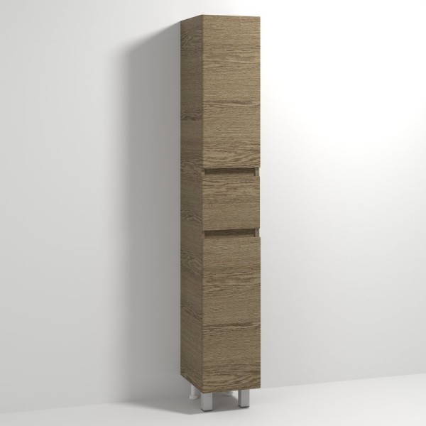 Шкаф пенал для ванной Vod-Ok Best 30 R с бельевой корзиной, дуб крымский