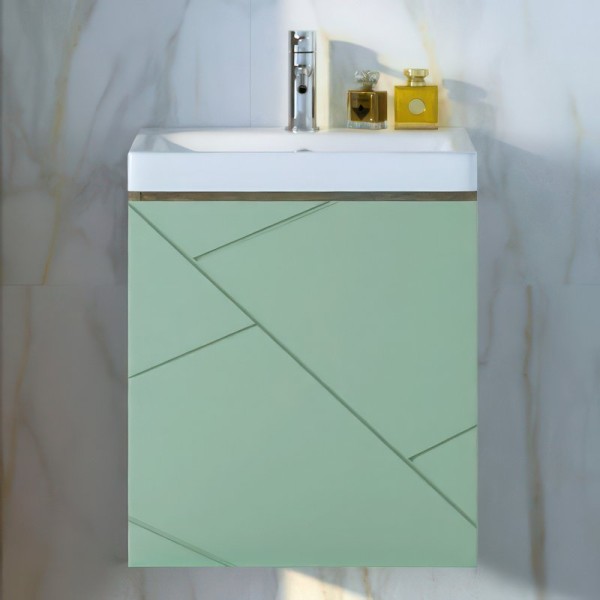 Тумба с раковиной Бриклаер Кристалл 50 фисташка, дуб гранж песочный