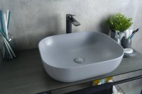 Накладная раковина GID Geometrico Gm1302 50 матовая серая, прямоугольная, фаянс