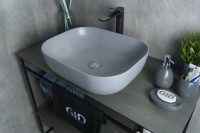 Накладная раковина GID Geometrico Gm1302 50 матовая серая, прямоугольная, фаянс