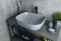 Накладная раковина GID Geometrico Gm1302 50 матовая серая, прямоугольная, фаянс