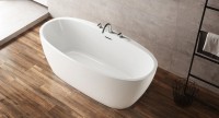 Акриловая ванна BelBagno BB404-1700-800 без опоры 170x80 см, отдельностоящая, белая, овальная, со сливом-переливом