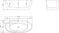 Акриловая ванна BelBagno BB404-1700-800 без опоры 170x80 см, отдельностоящая, белая, овальная, со сливом-переливом