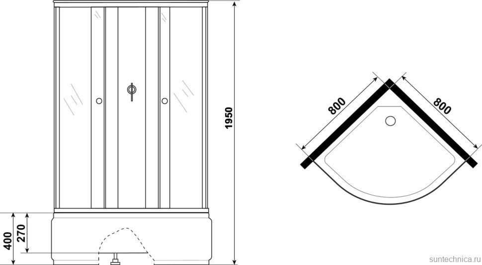 Душевая кабина Niagara Eco E80/40/TN/BK 80х80 см