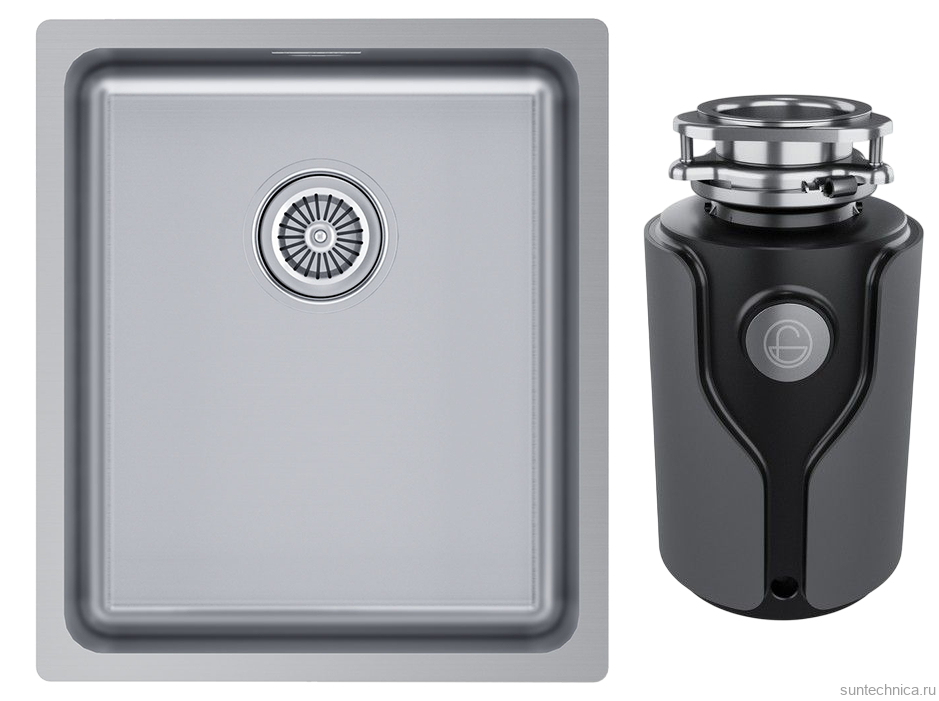 Комплект Мойка Paulmark Vista PM904438-BS брашированная нержавеющая сталь + Измельчитель KUCHENSTERN Muhle