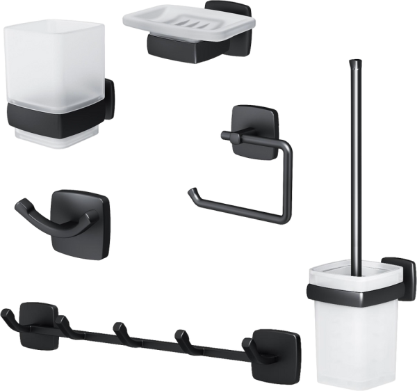 Набор Мыльница AM.PM Gem A9034222 + Стакан A9034322 + Ершик A9033422 + Держатель A9034122 + Крючок A9035622 + Крючок A9035922
