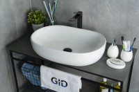 Накладная раковина GID Lago N9026a 60 глянцевая белая, овальная, фаянс