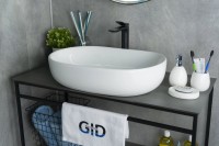 Накладная раковина GID Lago N9026a 60 глянцевая белая, овальная, фаянс