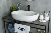 Накладная раковина GID Lago N9026a 60 глянцевая белая, овальная, фаянс
