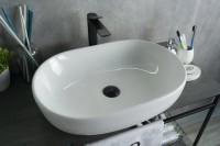 Накладная раковина GID Lago N9026a 60 глянцевая белая, овальная, фаянс