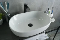 Накладная раковина GID Lago N9026a 60 глянцевая белая, овальная, фаянс