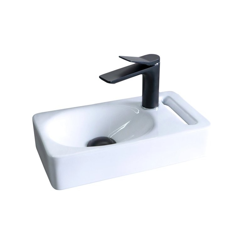 Раковина маленькая в туалет GID Suspendido N9262 40 глянцевая белая, прямоугольная, фаянс