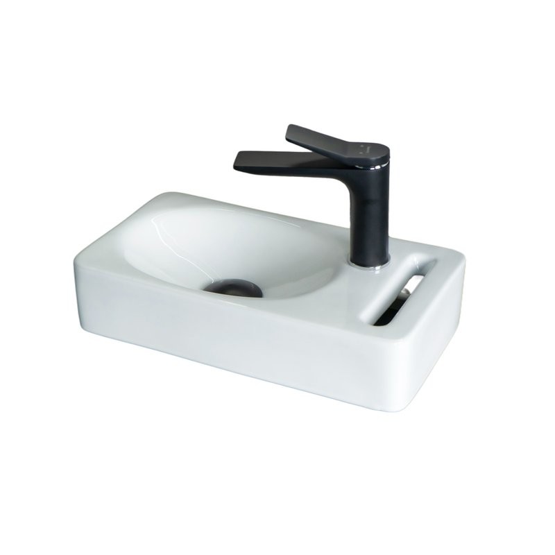 Раковина маленькая в туалет GID Suspendido N9262 40 глянцевая белая, прямоугольная, фаянс