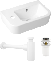 Комплект Раковина маленькая Lavinia Boho One 33310001L + Донный клапан Wellsee Drainage System 182133000 матовый белый + Сифон 182108000 белый