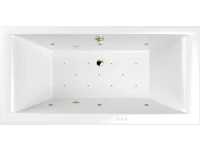 Акриловая ванна WHITECROSS Savia Duo RELAX 170x80 см, пристенная, с гидромассажем, белая, с каркасом, со сливом-переливом, фурнитура бронза