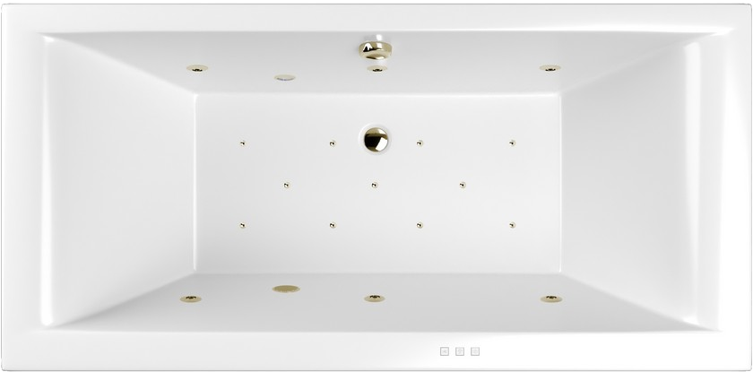 Акриловая ванна WHITECROSS Savia Duo RELAX 170x80 см, пристенная, с гидромассажем, белая, с каркасом, со сливом-переливом, фурнитура бронза