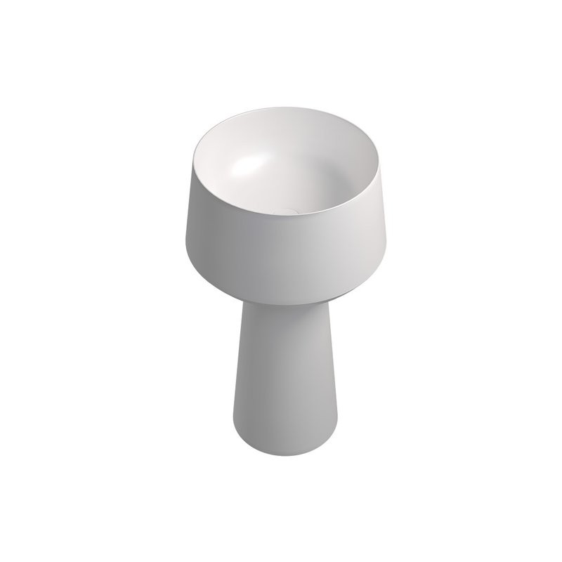 Раковина напольная Abber Stein AS2508 50 матовая белая, круглая, моноблок, искусственный камень