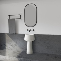 Раковина напольная Abber Stein AS2508 50 матовая белая, круглая, моноблок, искусственный камень